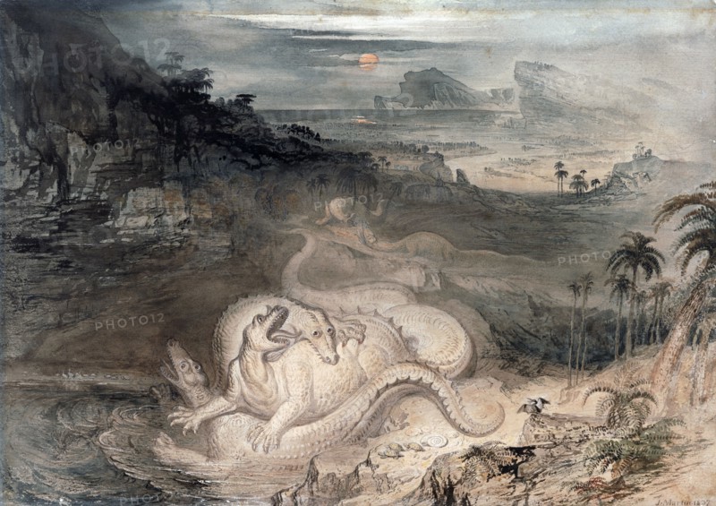 The country of the Iguanodon, 1837. Creator: John Martin.