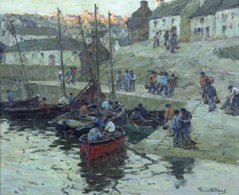 Fishermen at sundown, Audierne, Brittany, c1912. Creator: Terrick Williams.