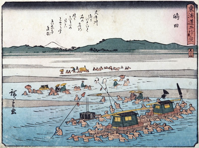 Tokaido gojo santsugi. Shimada. Plate No 24,  1837-1839. Creator: Ando Hiroshige.