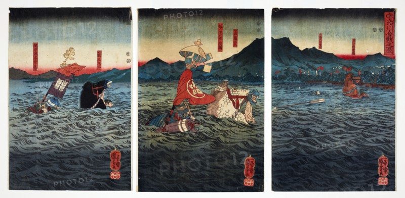 The Battle at Uji River, 1849. Creator: Utagawa Kuniyoshi.