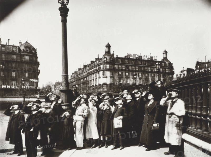 Group watching the eclipse, Paris 1912, 1912. Creator: Eugene Atget.