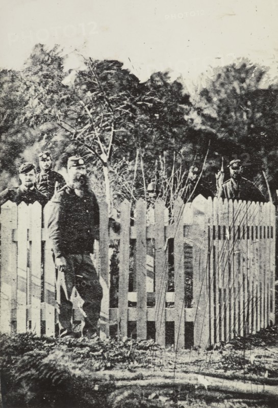 Soldiers Near Graves, Opepe, circa 1869. Creator: Unknown.