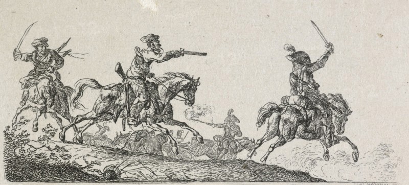 A cavalry fight, c. 1814. Creator: Christian David Gebauer.