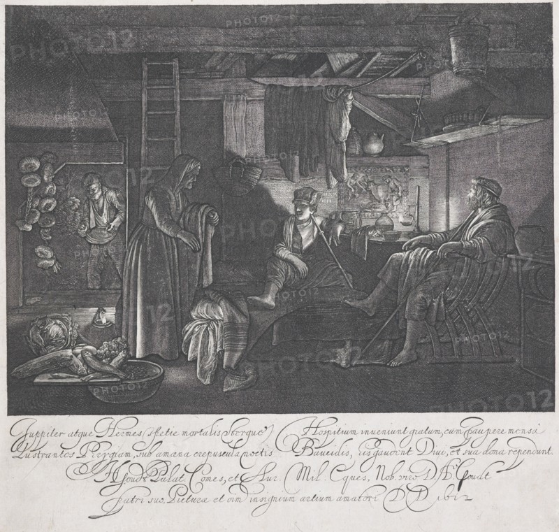 Jupiter and Mercury in the house of Philemon and Baucis, 1612. Creator: Hendrik Goudt.