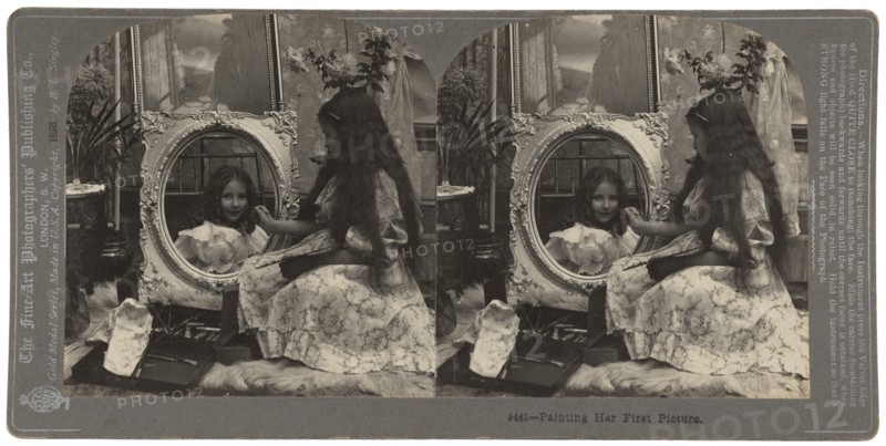 Painting her First Picture,  1880s. Creator: The Fine Art Photographers Co.