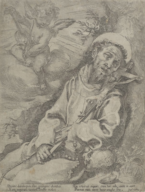 St Francis consoled by a musical angel,  c.1595. Creator: Francesco Vanni.