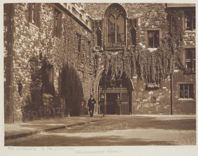 The entrance to the cloisters, Westminster Abbey. From the album: Photograph album - London, 1920s. Creator: Harry Moult.