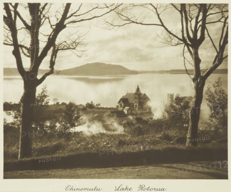 Ohinemutu, Lake Rotorua. From the album: Camera Pictures of New Zealand, 1920s. Creator: Harry Moult.