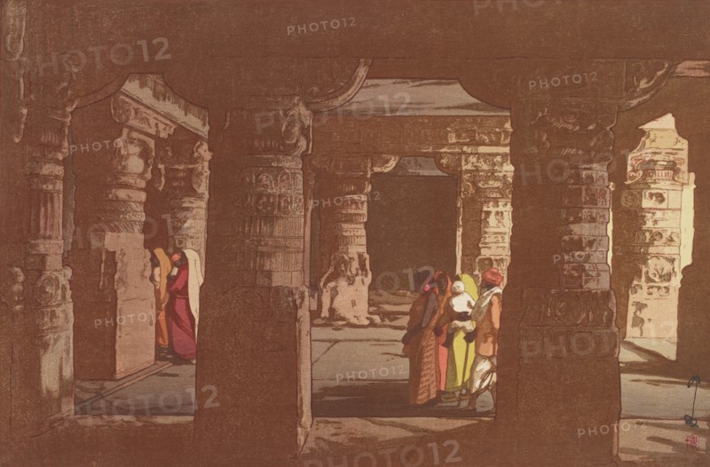 Third cave temple in Ellora,  c.1931. Creator: Hiroshi Yoshida.