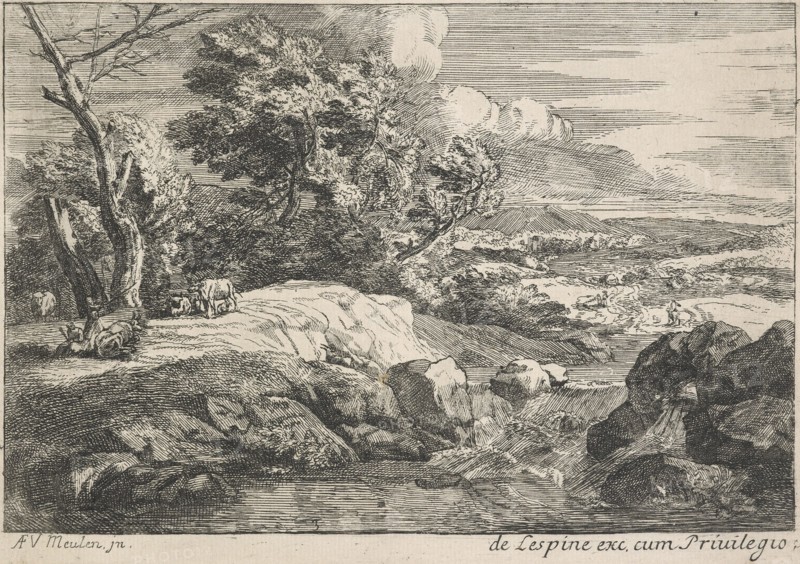 Landscape with a cascading river,  after 1667. Creator: Jan van Huchtenburg.