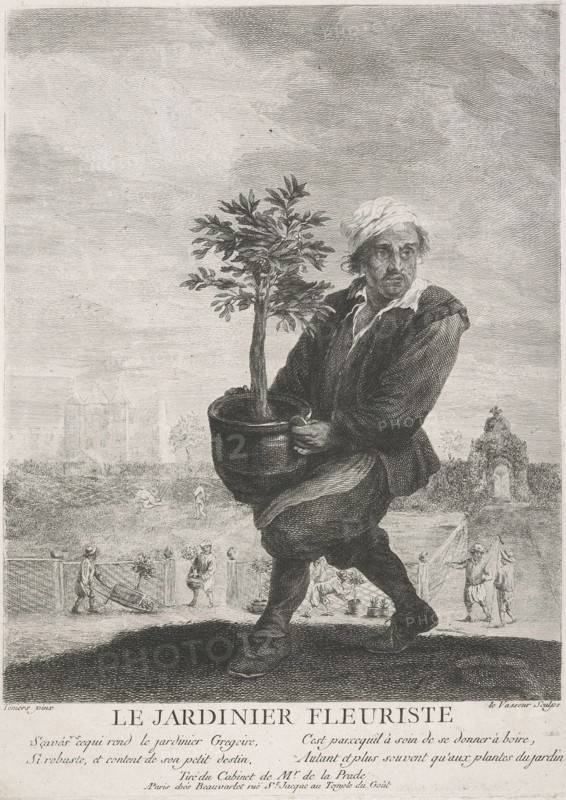 Le Jardinier Fleuriste (The gardener),  1749-1797. Creator: Jean-Charles Levasseur.