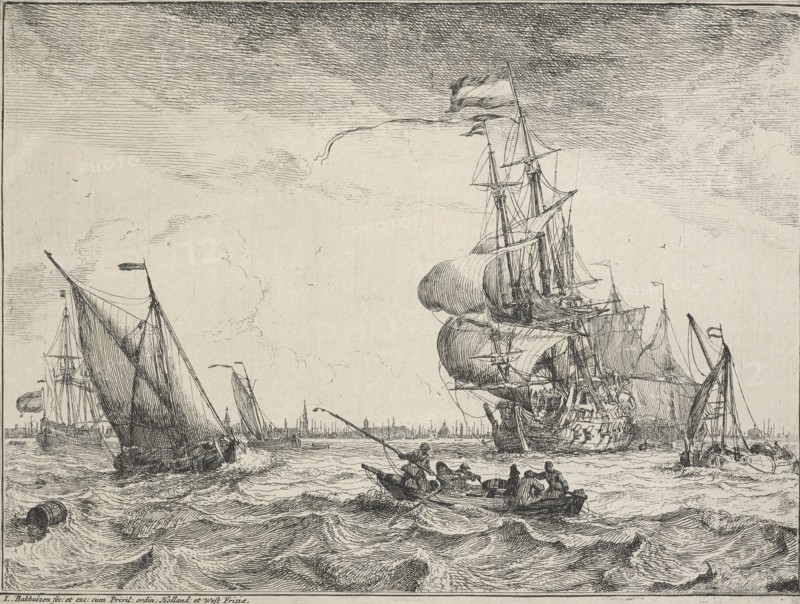 Seascapes with views of the Ij and Amsterdam, Rotterdam, Katwijk, etc. Untitled, 1701. Creator: Ludolf Bakhuizen.