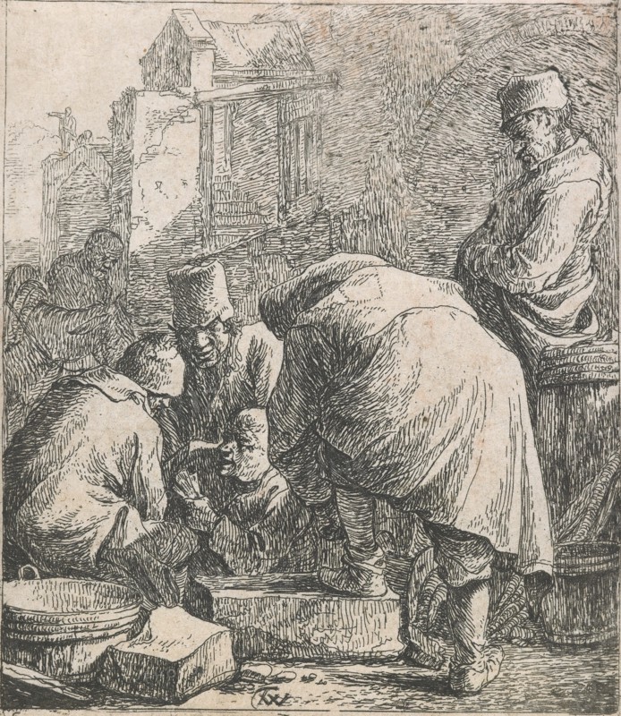 Man adjusting his footwear,  1631-1677. Creator: Thomas Wyck.