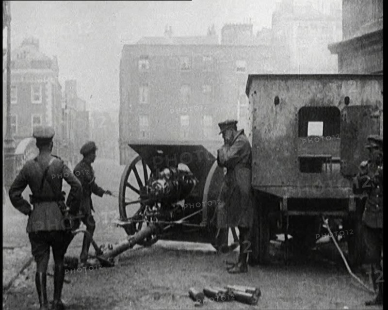 Large Artillery Gun Being Fired in Dublin, 1922. Creator: British Pathe Ltd.