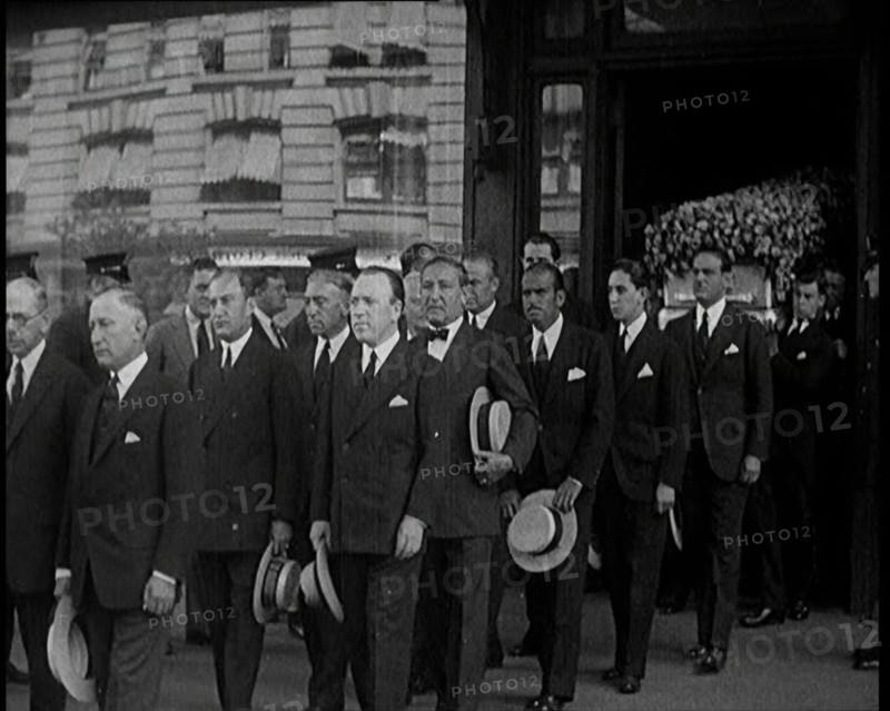A Group of Mourners Including the Actor Douglas Fairbanks Attending the Funeral of Rudolph..., 1926. Creator: British Pathe Ltd.