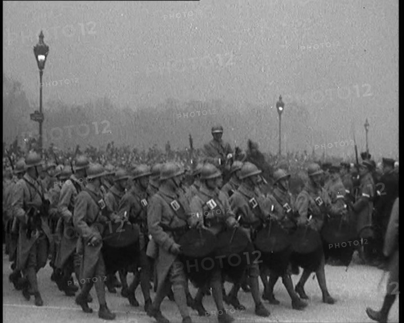 Military Men Parading at the Funeral of Marshall Foch, 1929. Creator: British Pathe Ltd.