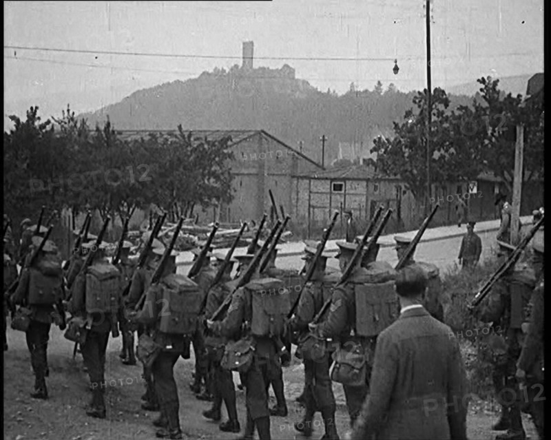 Allied Armies of Occupation Marching Out of the Givenchy Barracks, 1929. Creator: British Pathe Ltd.