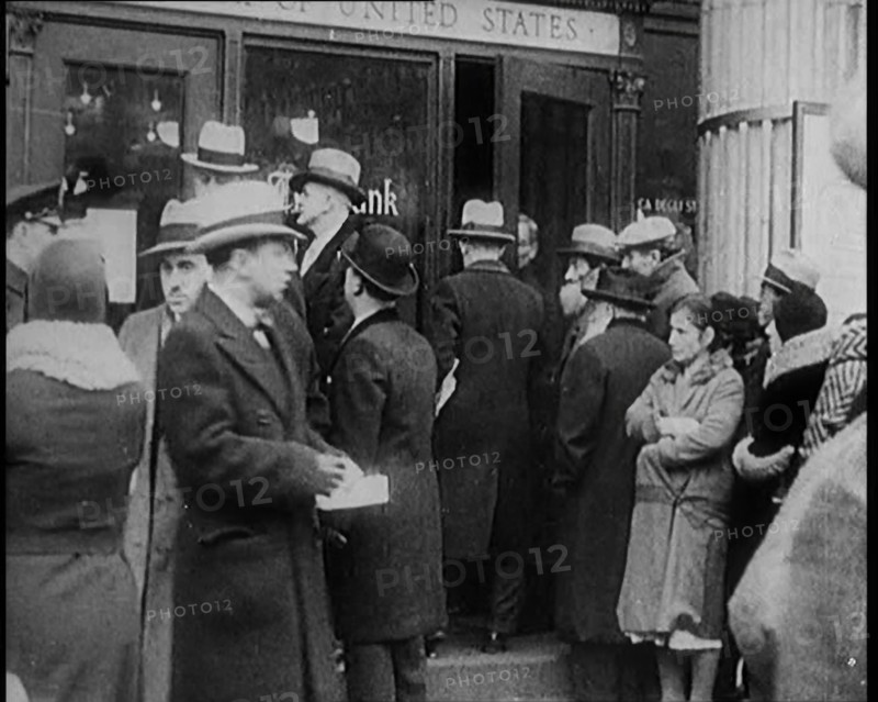 Unemployed People Gathering on the Streets , 1929. Creator: British Pathe Ltd.