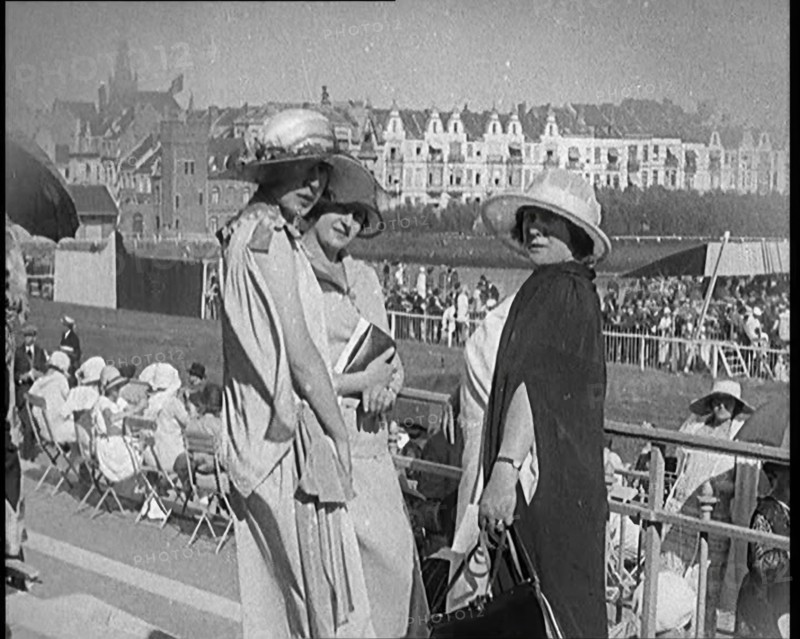 Three Female Civilians Wearing Smart Summer Outfits Posing for the Camera in a Horse Race, 1920. Creator: British Pathe Ltd.