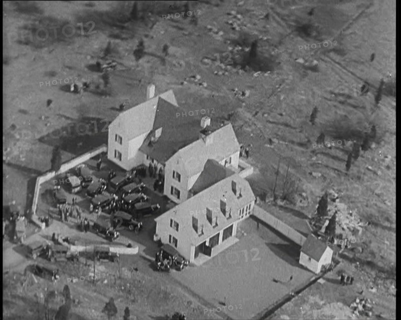 Aerial View of the American Aviator Charles Augustus Lindbergh's House During a Kidnapping..., 1930s Creator: British Pathe Ltd.