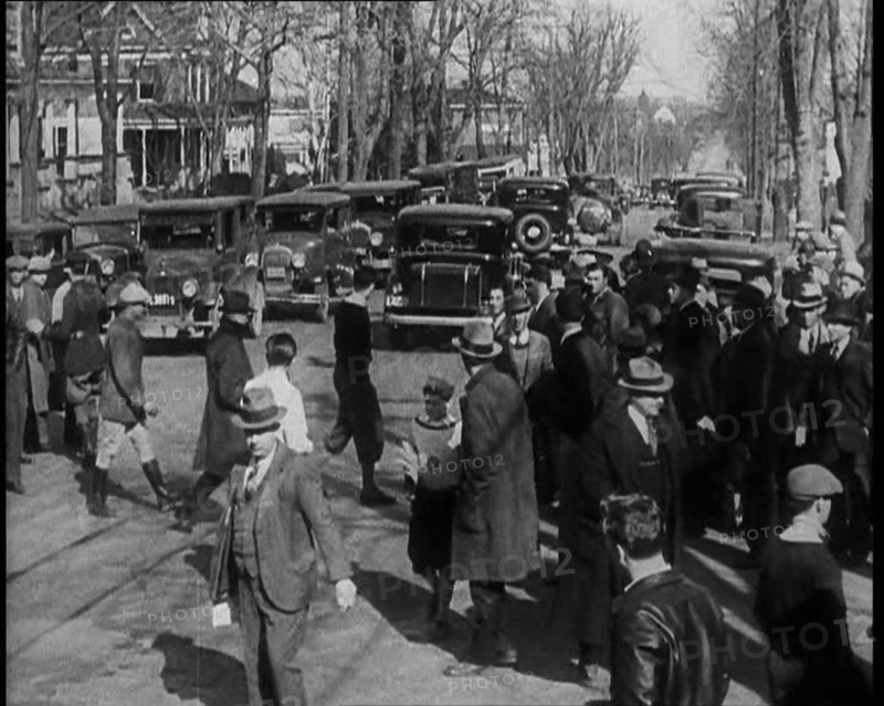 American Police Officers and Members of the Press on the Streets of New Jersey, 1930s. Creator: British Pathe Ltd.