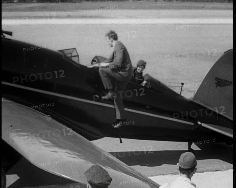 American Aviator Charles Augustus Lindbergh and His Wife Anne Morrow Lindbergh Embarking..., 1930s. Creator: British Pathe Ltd.