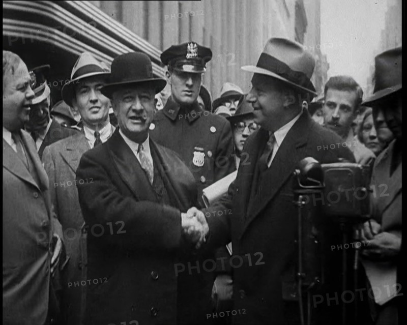 Alfred Emanuel Smith, Governor of New York Being Presented a Case of Beers by Mr Meyer from..., 1930 Creator: British Pathe Ltd.