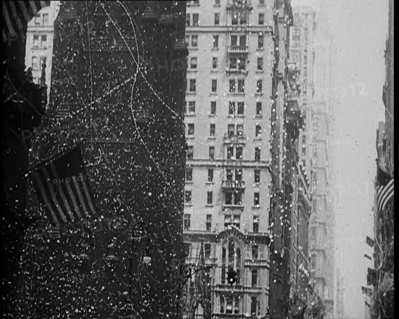 Building with American Flags in the Foreground, 1933. Creator: British Pathe Ltd.