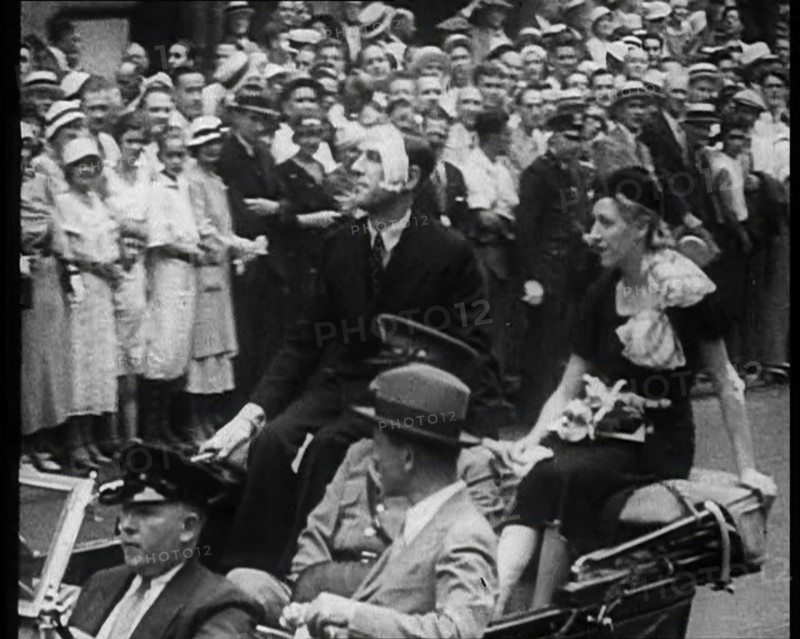 Crowd Watching Jim and Amy Mollison Sitting in a Car , 1933. Creator: British Pathe Ltd.