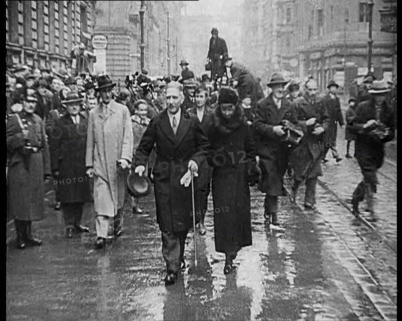 Franz von Papen Walking Towards Camera Surrounded by a Crowd, 1933. Creator: British Pathe Ltd.
