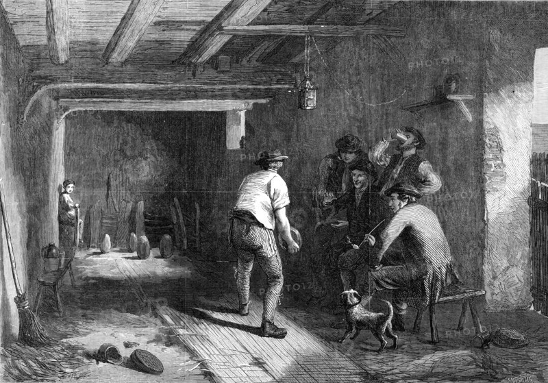A Game of Four-Corners, by H. Carter, in the exhibition of Water-Colour Drawings..., 1869. Creator: W Thomas.