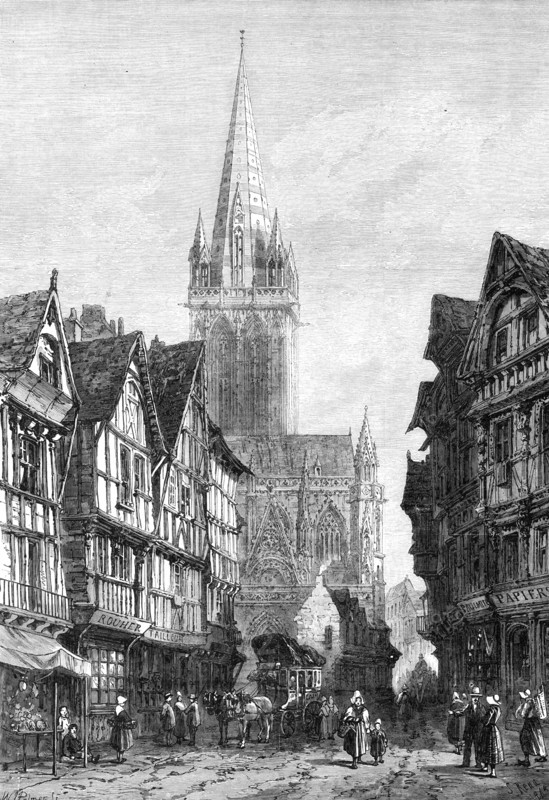 St. Pierre, Caen, by S. Read, in the exhibition of the Society of Painters in Water-Colours, 1868. Creator: William James Palmer.