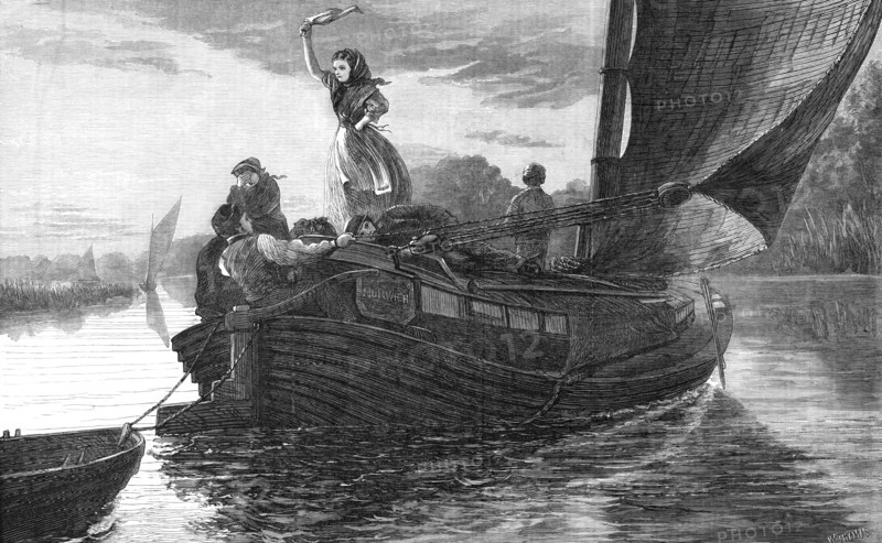 Wafted Away, by F. B. Barwell,...winter exhibition of oil paintings at the Dudley Gallery, 1868. Creator: W Thomas.