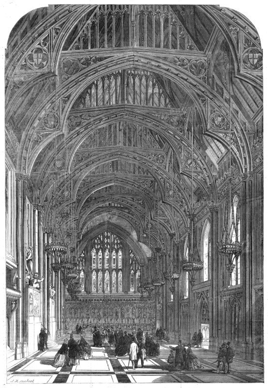 Interior of Guildhall, as restored, 1865. Creator: Unknown.