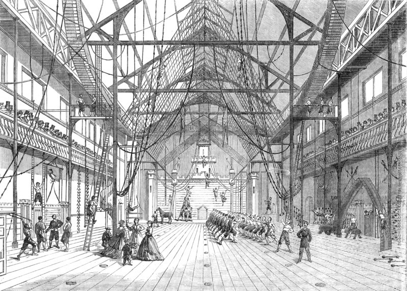 Interior of the new Gymnasium in Myrtle-Street, Liverpool, 1865. Creator: Unknown.