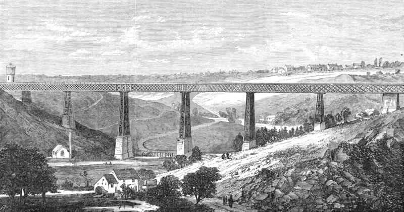 Lattice iron viaduct at the Ruisseau d’Alma, junction of the Montlucon and Limoges Railway, 1868. Creator: Unknown.
