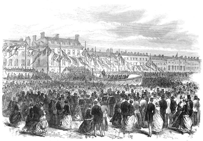 Launch of a life-boat at Weymouth, 1869. Creator: Unknown.