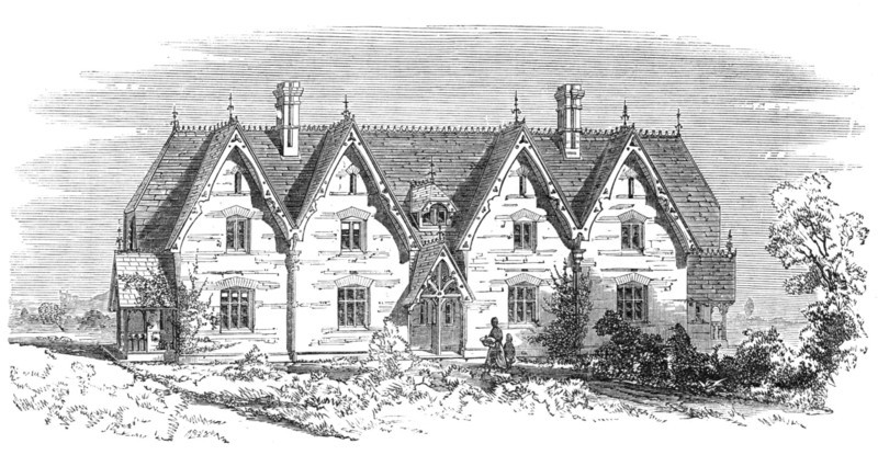 Model cottages for labourers at Althorp, Northamptonshire, 1868. Creator: Unknown.