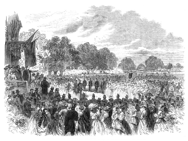 Mr. Disraeli opening the Industrial Exhibition at Halton, Buckinghamshire, 1868. Creator: Unknown.