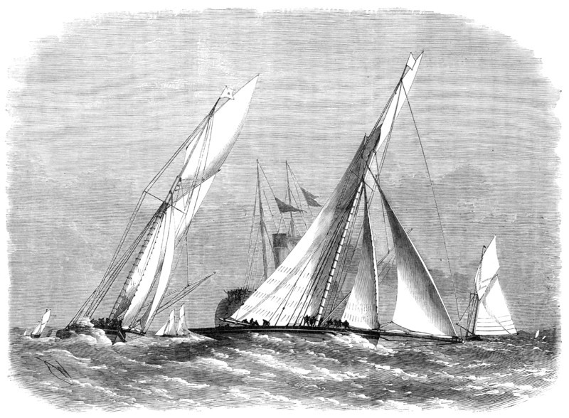 Royal London Yacht Club match - the Sphinx and Volante rounding at Southend, 1869. Creator: Unknown.