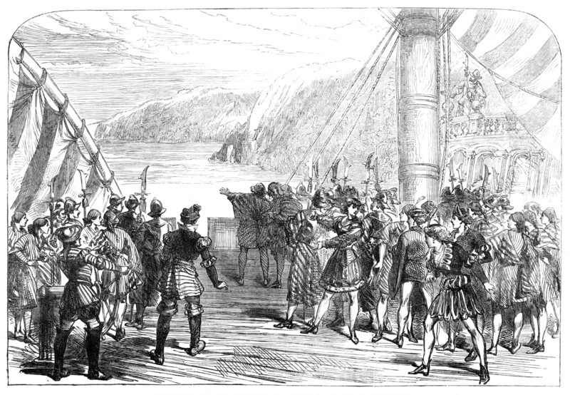 Scene from the new burlesque of "Columbus", at the Gaiety Theatre, 1869.  Creator: Unknown.