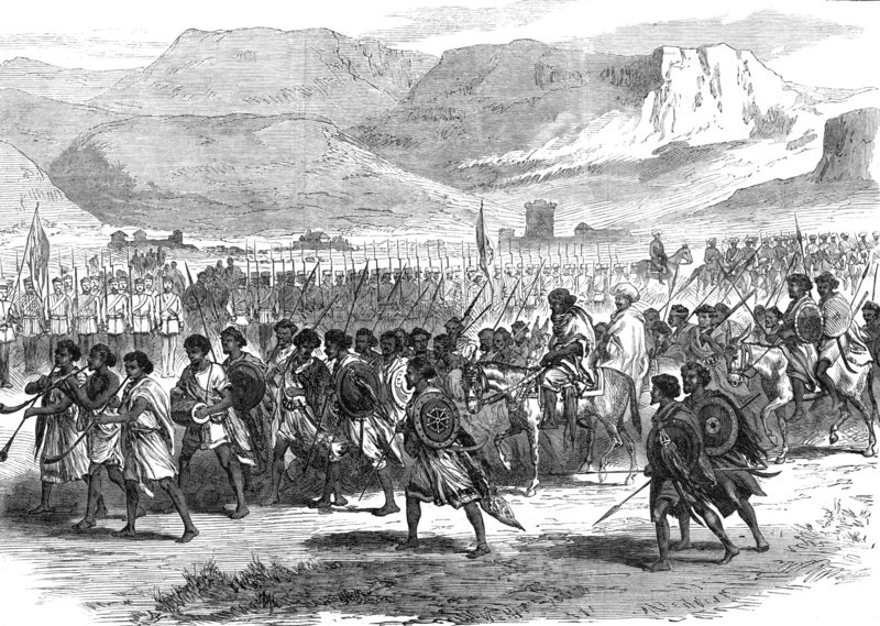 The Abyssinian Expedition: arrival at Adigerat of an ambassador from Kassai, King of Tigre, 1868. Creator: Unknown.