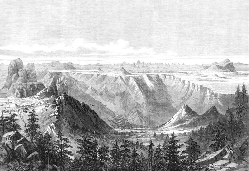 The Abyssinian Expedition: view of the plateau at Senafe, looking towards the Adowa Peaks, 1868. Creator: Mason Jackson.