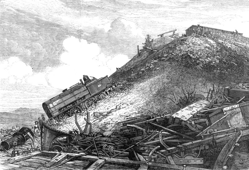 The Disaster on the Great Indian Peninsula Railway: scene of the accident, 1869. Creator: Unknown.