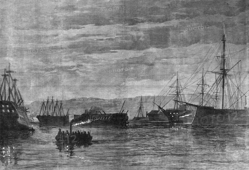 The Fenian Alarm: the night guard in Plymouth Harbour, 1868. Creator: Unknown.