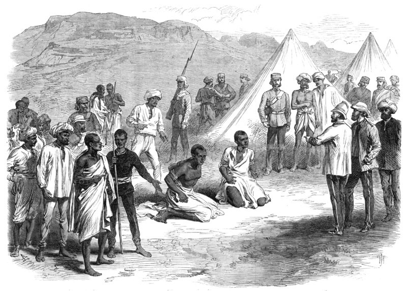 The War in Abyssinia: trial of two natives for stealing commissariat stores, 1868. Creator: Unknown.