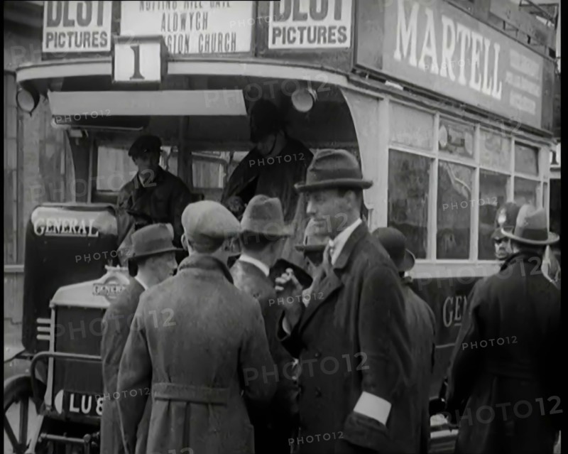 Volunteer Male Civilian Driving a Tram With a Police Escort Sitting Beside Him, 1926. Creator: British Pathe Ltd.