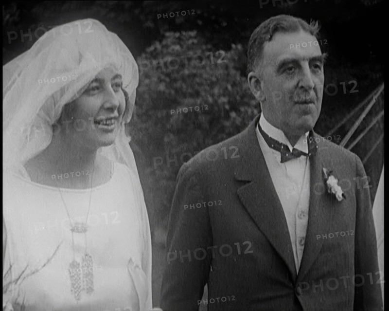 Bride and Groom Standing for Photographs, 1921. Creator: British Pathe Ltd.