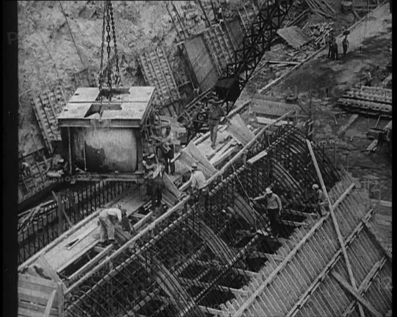 Men Working on a Dam, 1933. Creator: British Pathe Ltd.