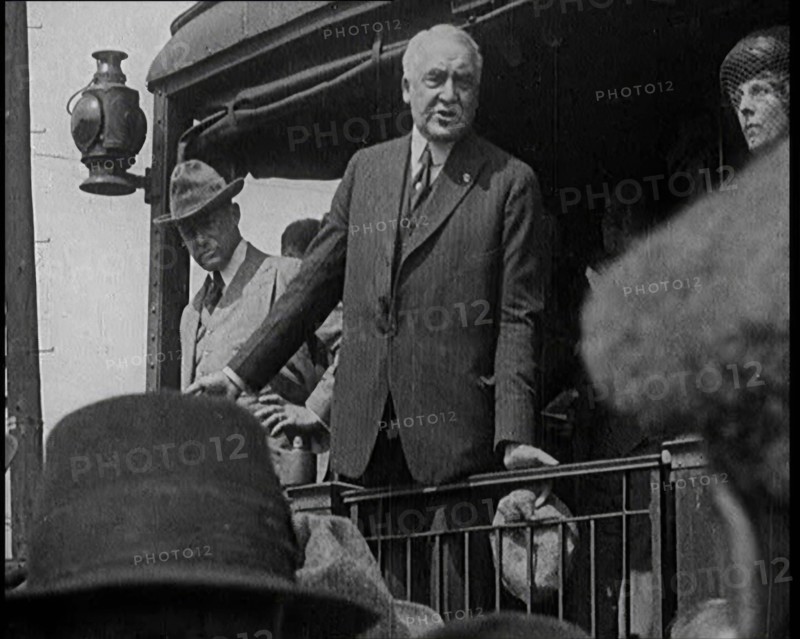 United States Senator from Ohio and Presidential Candidate Warren Harding Speaking from the ...,1920 Creator: British Pathe Ltd.